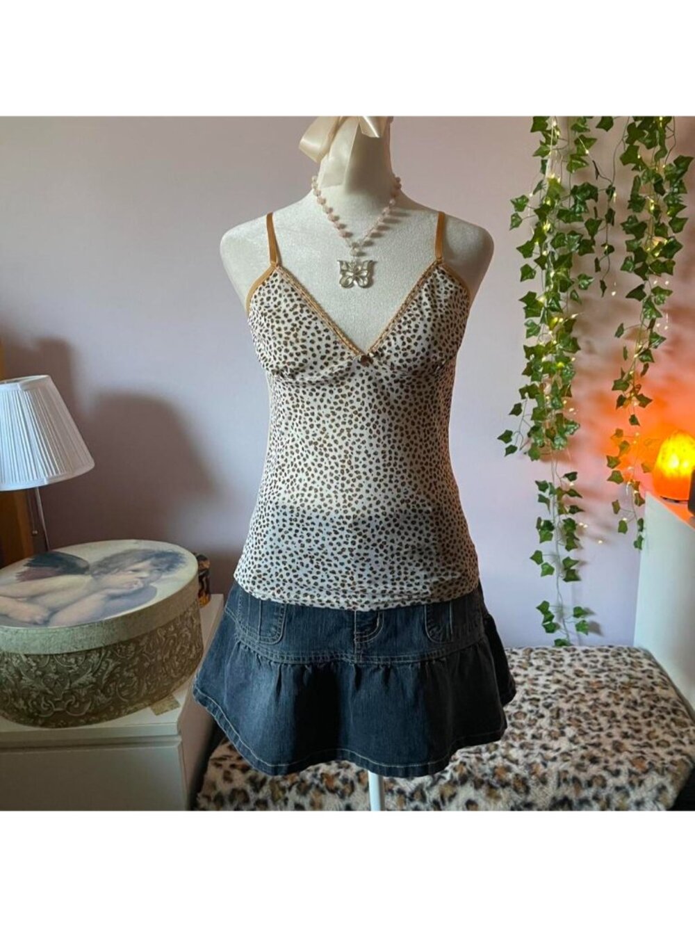 Shimmery semi sheer animal print cami
